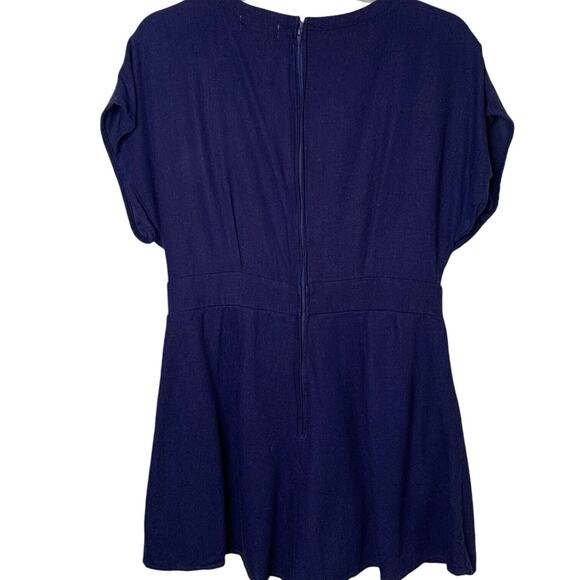 Altar'd State Romper Size Large Cobalt Linen Blend Short Sleeve Boho Festival - Picture 3 of 7
